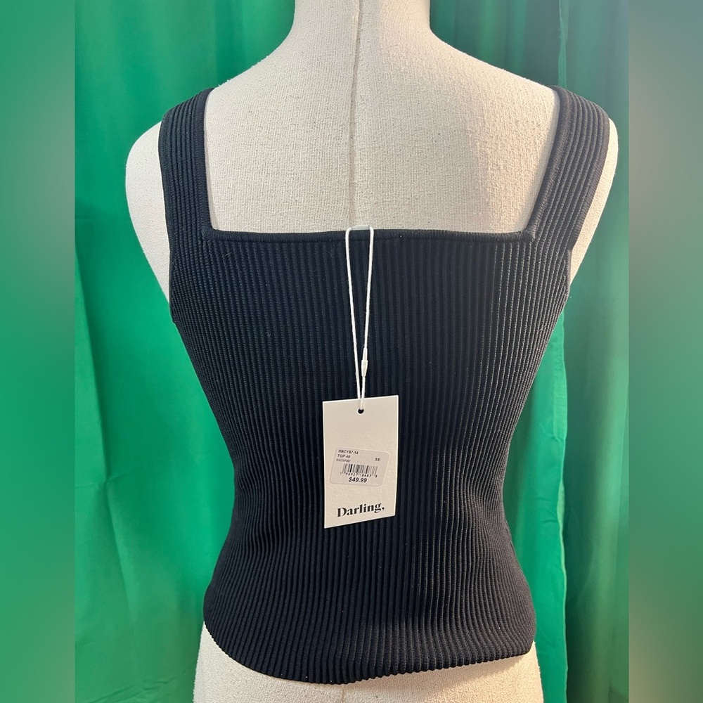 Black Ribbed Tank Top - Picture 3 of 16